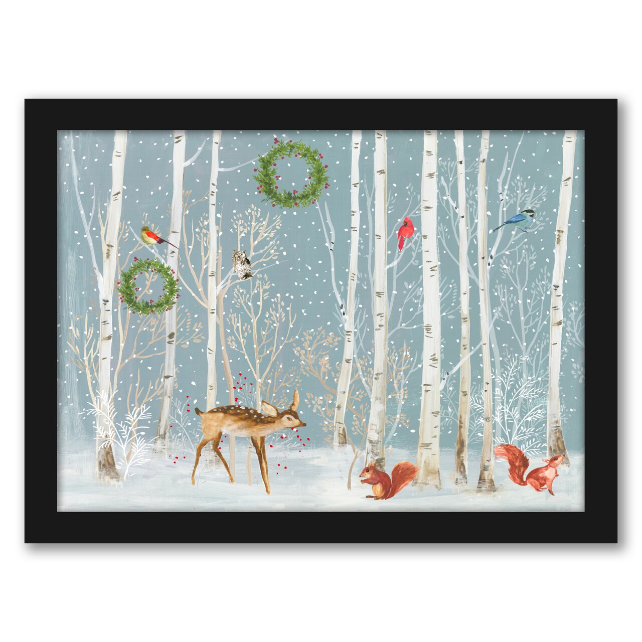8&#x22; x 10&#x22; Snowy Christmas Eve by Pi Holiday Black Framed Print Wall Art - Americanflat - Americanflat